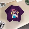 thumbnail image 5 of PMVFHDE Hauts d'Été pour Filles Hauts pour Fille T-Shirt Fille Été Hauts pour Filles T-Shirts pour Fille Coupe Ample Enfant Filles Mignon Graphique Col Rond Manche Courte Tee T-Shirt d'Été Violet,11-12 Ans, 5 of 5