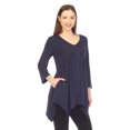 thumbnail image 2 of White Mark Tunique à Manches 3/4 pour Femmes, Taille Empire, Col en V, 2 of 6