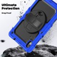 thumbnail image 3 of Case for Lenovo Tab K10 10.3 Inch / M10 FHD Plus 2020 2nd Gen with Screen Protector, 360 Degree Rotating Kickstand Hand Strap Heavy Duty Shockproof Cover with Shoulder Strap, Blue, 3 of 7