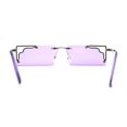 thumbnail image 2 of Retro Metal Geometric Deco Tip Rimless Sunglasses Silver Purple, 2 of 4