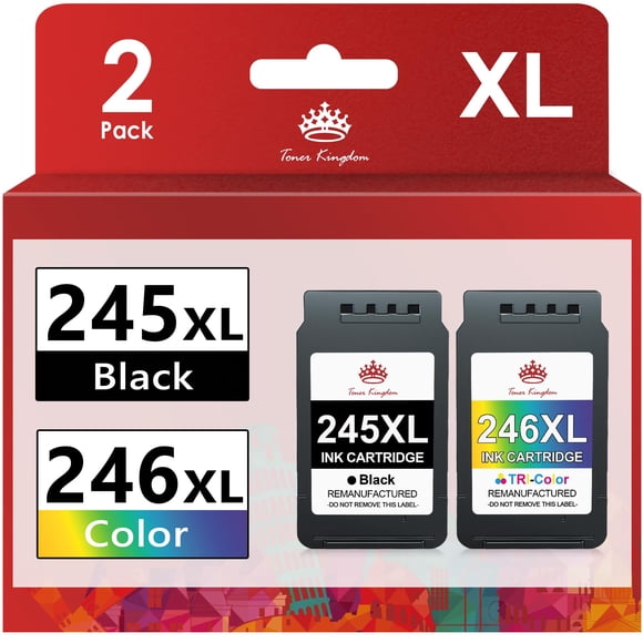 Toner Kingdom 245XL 246XL Ink Cartridges Replacement for Encre Canon 245 246 XL PG-245XL CL-246XL Compatible with Canon TS3420 TS3400, PIXMA MX490 MX492 MG2520 MG2922 TR4