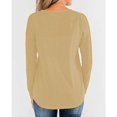 thumbnail image 4 of Timegard Womens Tops Notched V-Neck Button Long Sleeve Solid Color Comfy Fall Casual Loose Tee Tops, 4 of 4