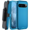 thumbnail image 1 of KOMI for Google Pixel 8 Pro Case, with HD Tempered Glass Screen Protector, Heavy Duty Shockproof Drop Protective Rugged Tough Durable Phone Cover with Belt Clip-Lake Blue/Sky Blue, 1 of 5