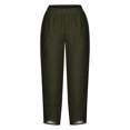 thumbnail image 4 of Timegard Plus Size Pants for Women Elastic Waist Solid Color Comfy Fall Casual Crop Pants with Pockets, 4 of 5
