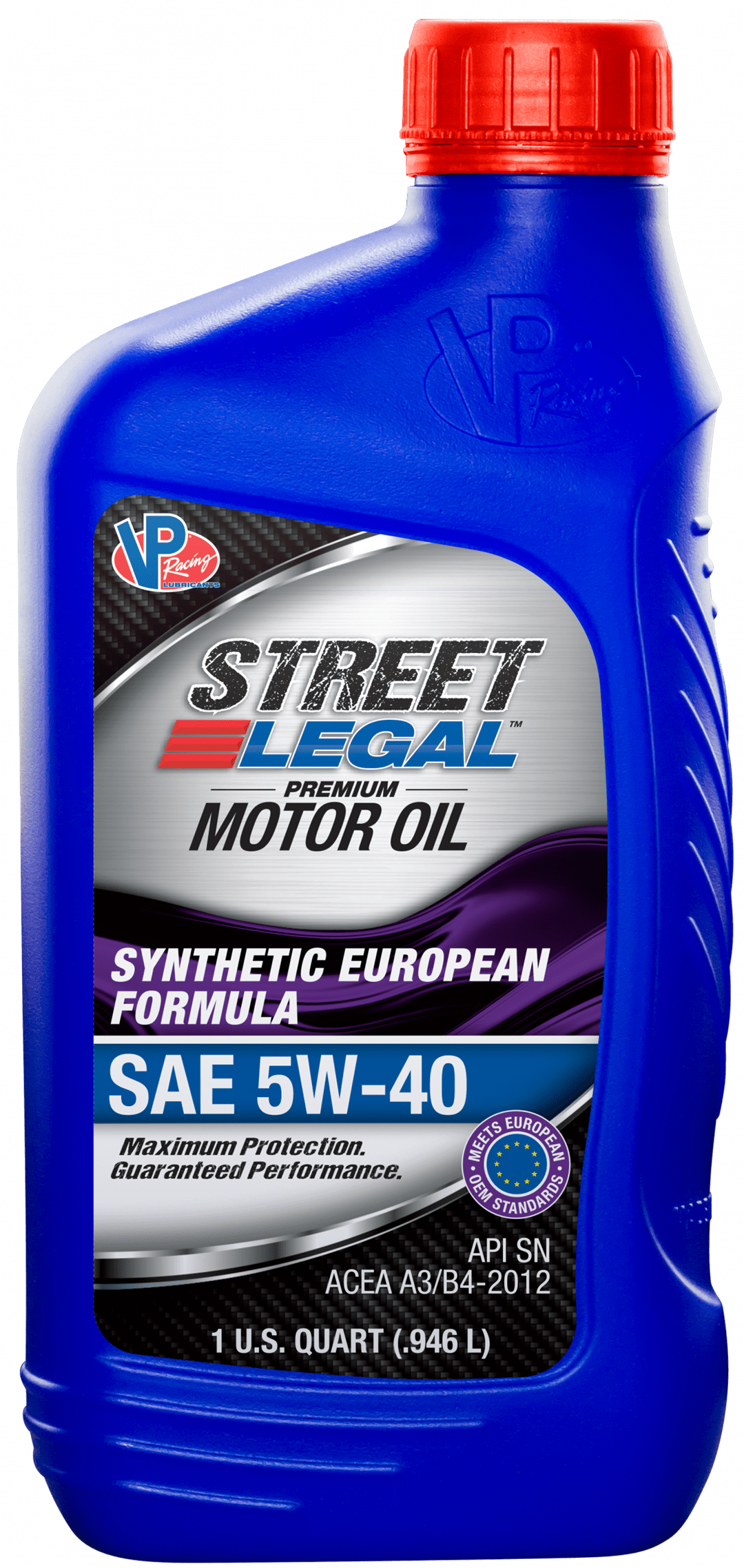 VP Racing Oil VP3254003 Street Legal; SAE 5W-40; Synthetic; 1 Quart Bottle; Single