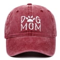thumbnail image 2 of HNMKIU DOG MOM Embroidered Washed Outdoor Casual Sun Protection Baseball Hat Adjustable for Women 04_Wine,One Size, 2 of 4
