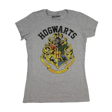Harry Potter Shirt Distressed Hogwarts Crest Juniors Heather Tee T-Shirt (X-Large)