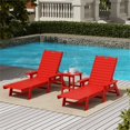 thumbnail image 2 of Bayport Outdoor 3PC HDPE Plastic Reclining Chaise Lounge/Table Set Red, 2 of 6