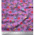 thumbnail image 1 of Soimoi Purple Polyester Crepe Fabric Insect,Bird & Floral Artistic Printed Craft Fabric by The Yard 52 Inch Wide, 1 of 3