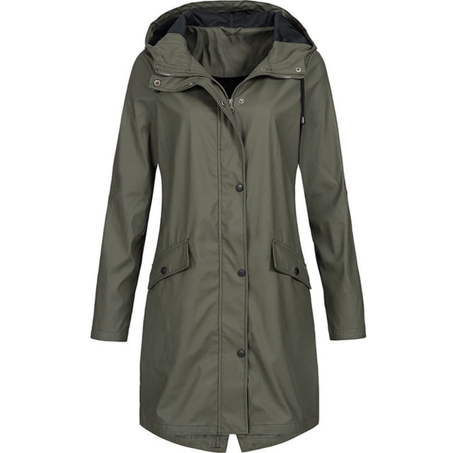 LSLJS Manteau de Pluie Uni pour Femmes Extérieur Grande Taille Imperméable à Capuche Coupe-Vent