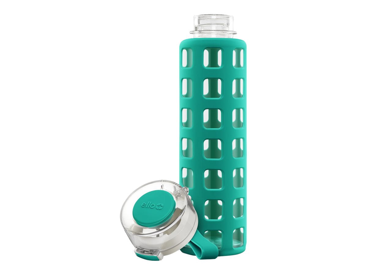 Ello Syndicate Glass Water Bottle with One-Touch Flip Lid , Mint, 20-ounce