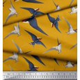 thumbnail image 3 of Soimoi Gold Moss Georgette Fabric Flying Woodpecker Bird Print Sewing Fabric Yard 42 Inch Wide, 3 of 3