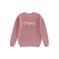 thumbnail image 1 of Wangsaura Family Matching Sweaters Mommy and Me Letter Embroidery Round Neck Knitwear Comfortable Warm Tops, 1 of 8