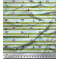 thumbnail image 1 of Soimoi Green Rayon Fabric Coffee Cup & Stripe Decor Fabric Printed Yard 42 Inch Wide, 1 of 5