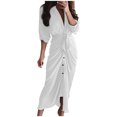 thumbnail image 1 of Pompotops Robe d'Été Décontractée Aguichant pour Femme à Manches Longues, Unie, avec Fente à Boutons, en Solde, 1 of 4