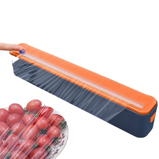 Distributeur Magnétique de Pellicule Plastique Rechargeable avec Coupeur, Plastique de Qualité Alimentaire, Polyvalent pour Pellicule Adhérente, Papier d'Aluminium, Papier Ciré, Coupeur Coulissant, Compatible Réfrigérateur, 12 x 2.4 x 2.2