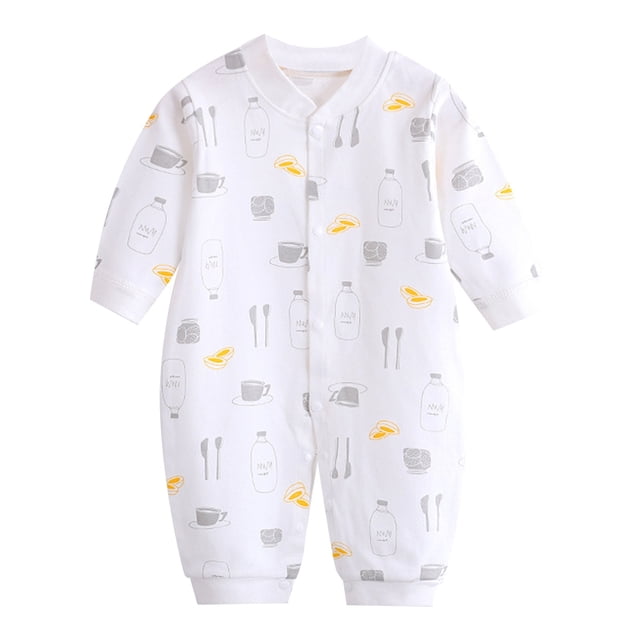 MeetoTime Baby Clothes Cotton Jumpsuits Buttons V-Neck Long Sleeved Long Newborn Infant Rompers Crawling Clothes