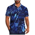 thumbnail image 1 of Pisexur T-shirts pour Hommes, Mode Décontractée Imprimée avec Poche, Boutons, Manches Courtes, Col Rabattu, Chemise de Golf Bleue, 3TG, 1 of 7