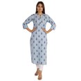 thumbnail image 1 of Moomaya Kurti Longue Imprimée pour Femmes Manches 3/4 Coton Été Tunique Ethnique Kurta, 1 of 8
