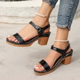 thumbnail image 4 of Women's Heeled Sandals Ankle Strap Strappy Square Open Toe Heels Sandals Summer Shoes, 4 of 6