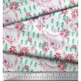 thumbnail image 3 of Soimoi Moss Georgette Fabric Snowflake & Polar Bear Animal Print Fabric by The Yard 42 Inch Wide, 3 of 5