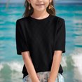 thumbnail image 3 of T-Shirts pour Filles Coupe Ample Col Rond Basique Blouses d'Été pour Enfants 6-14 Ans, 3 of 3