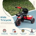 thumbnail image 4 of Qaba Tricycle pour 2 à 5 Ans, Vélo pour Tout-Petit avec Siège Ajustable, Rouge, 4 of 10