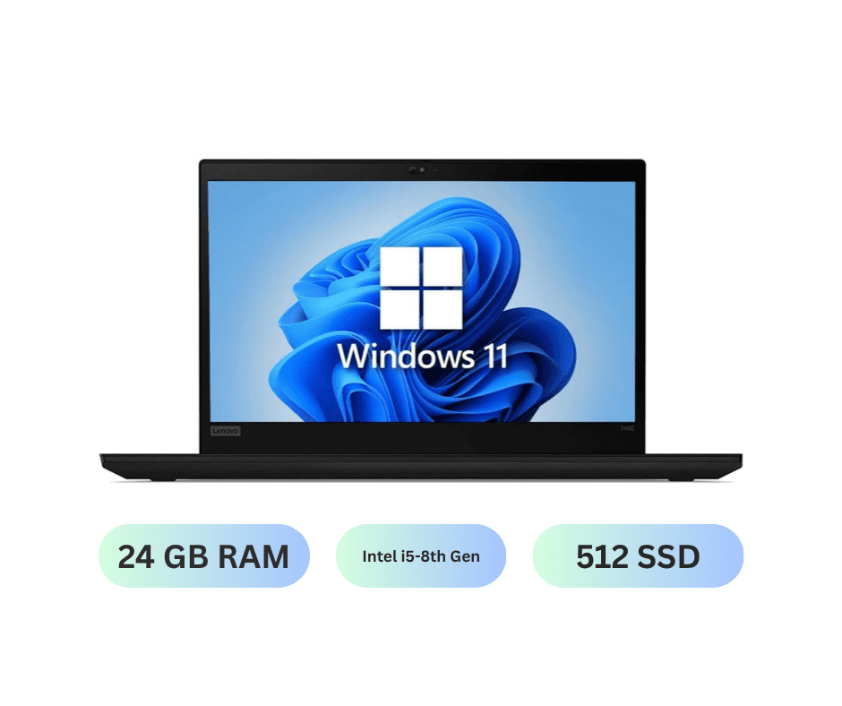 ThinkPad T490 (14" FHD, Intel i5-8th Gen) Laptop | 24 GB RAM | 512 GB SSD | Wind 11 Pro | Refurbished ( Good )