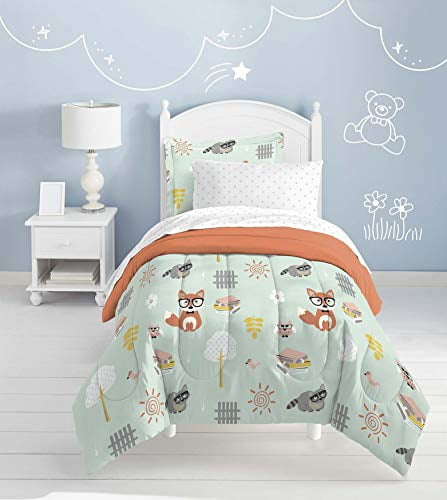 dream FACTORY Casual Woodland Friends Comforter Set, Twin, Green