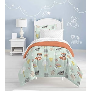 dream FACTORY Casual Woodland Friends Comforter Set, Twin, Green