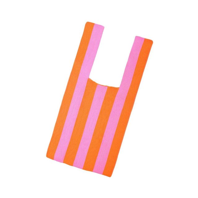 Sac à Bandoulière pour Femme à Motif Rayé Sac à Main Fourre-Tout Grande Capacité Fourre-Tout pour Femmes Rose Orange