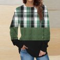 thumbnail image 2 of KIHOUT Chandails en Molleton de Mode pour Femmes, Manches Longues Décontractées à Carreaux Patchwork Col Rond Ample Blouse Chandail Tops, Taille P-2TG, 2 of 5