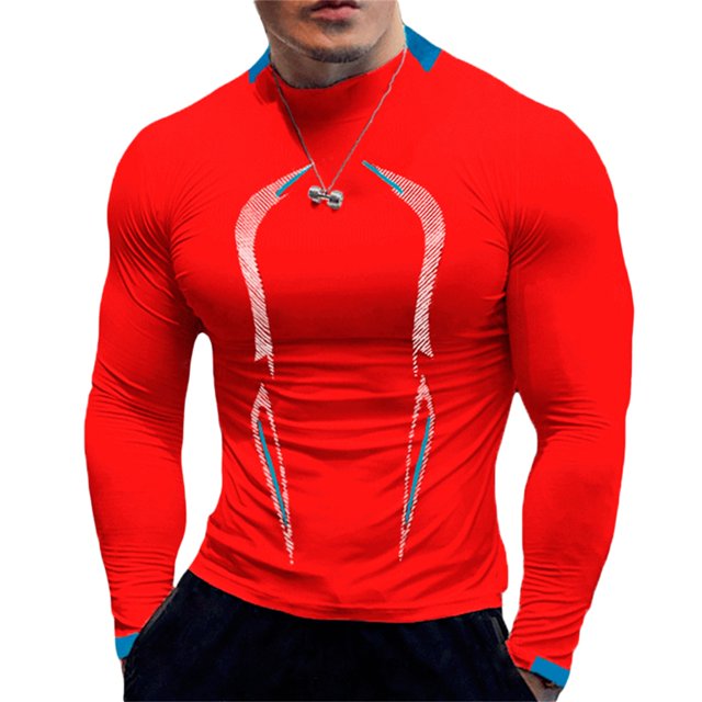 Wangsaura Men Sports Shirt, Long Sleeve Elastic Quick Drying Tops