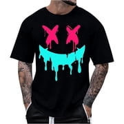 LUOGENLI Male T-shirts for Mens Men's Shirt Summer Fun Oversized Fashion 3D Print Casual Comfortable T Shirt Vintage T-shirts for Men Graphic Tee Easter Mens T-shirts Graphic Tees Valentines Black XXL
