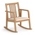 thumbnail image 2 of Costway 1 PCS Rocking Chair with Cushioned Seat, Slatted Back & Curved Armrests for Living Room Natural + Beige, 2 of 10