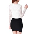 thumbnail image 3 of INSPIRE CHIC Blouse en Dentelle Transparente à Broderie Florale pour Femme, Col Rond, Manches Longues, G Blanc, 3 of 5