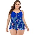 thumbnail image 1 of Tankini à Haut Évasé Tropical pour Femmes Grande Taille, Style Flamant Rose Hater, 1 of 6