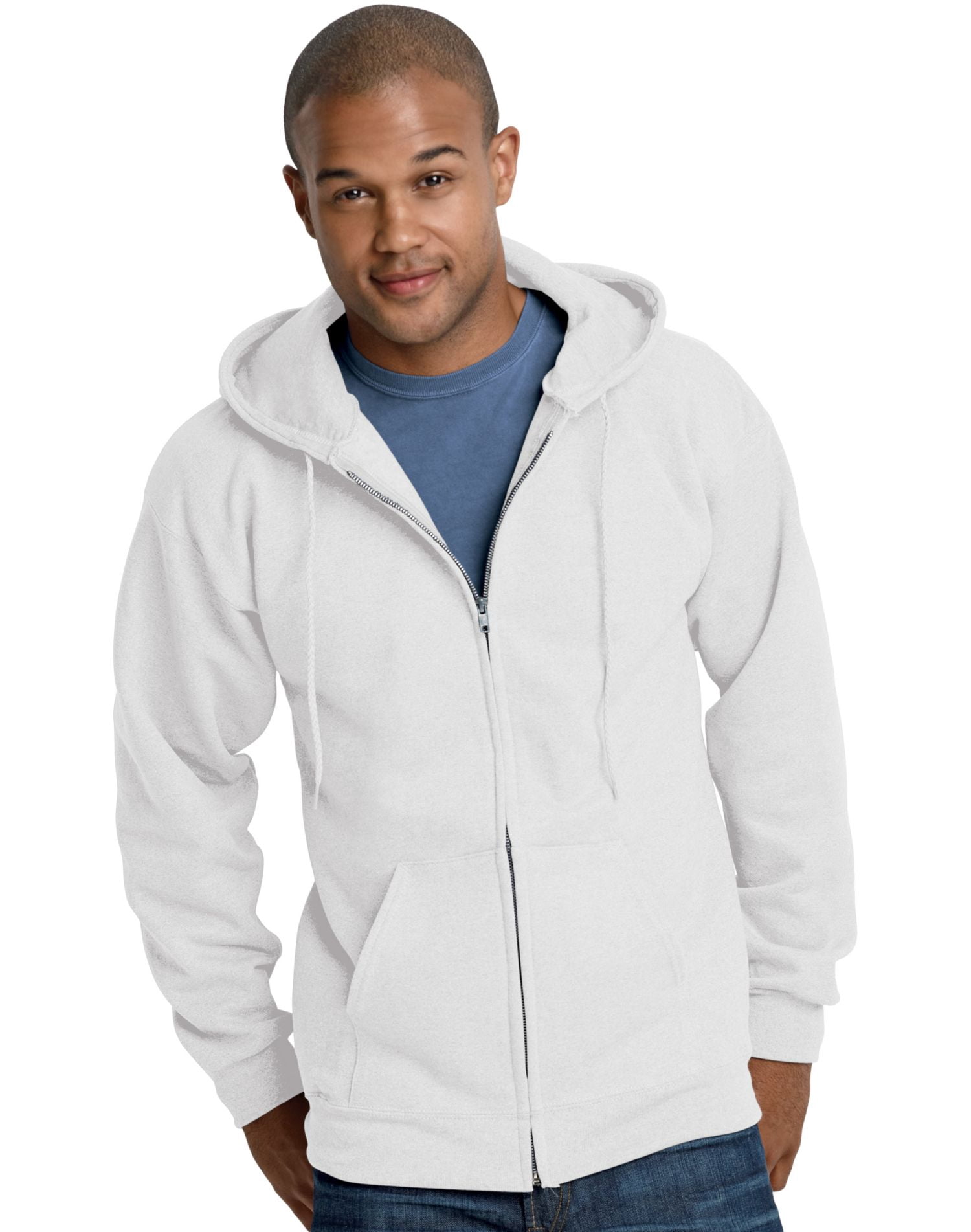 Hanes Ultimate Cotton Adult Fleece Full-Zip Hoodie , S, White