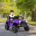 thumbnail image 2 of Costway 12V Kids Ride On Truck Car Electric Vehicle Remote with Music & Light Purple, 2 of 10