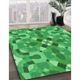 thumbnail image 3 of Ahgly Company Tapis Rond Lavable en Machine Intérieur Transitionnel Vert Néon, 3 Pieds Rond, 3 of 7