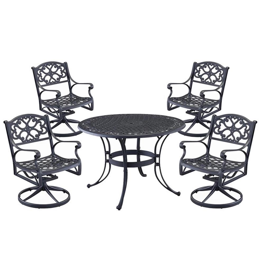 Homestyles Sanibel Aluminum 5 Piece Outdoor Dining Set in Black