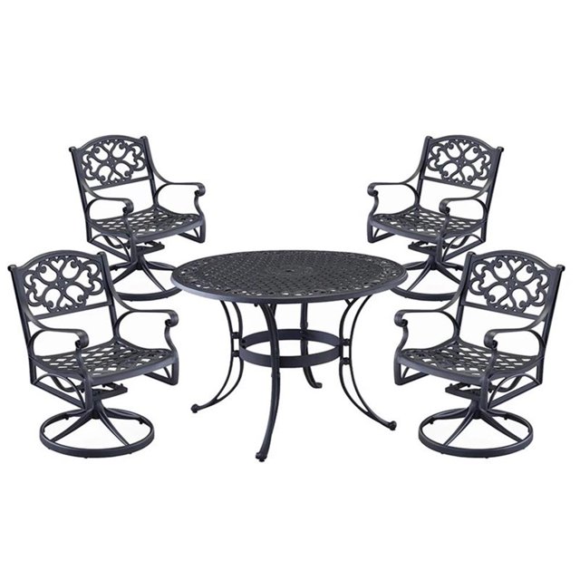 Homestyles Sanibel Aluminum 5 Piece Outdoor Dining Set in Black
