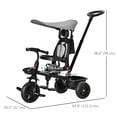 thumbnail image 3 of Qaba Tricycle pour Enfants 4 en 1 Tricycle avec Siège Réversible à Angle Ajustable Poignée Amovible Auvent Main Courante Ceinture Rangement Repose-Pieds Frein Embrayage pour 1-5 Ans Gris, 3 of 8
