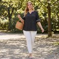 thumbnail image 3 of Agnes Orinda Women's Plus Size Blouses Pin Dots V Neck Ruffle Short Sleeve Spring Summer Boho Tops 3X Black, 3 of 8