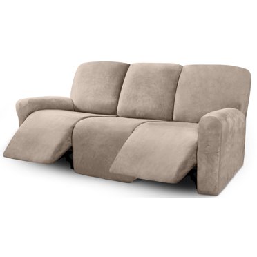 ULTICOR Housses de Canapé Inclinable en Velours 8 Pcs, Housses Extensibles pour Canapé Inclinable à 3 Coussins, Housses de Meubles Épaisses, Douces et Lavables (