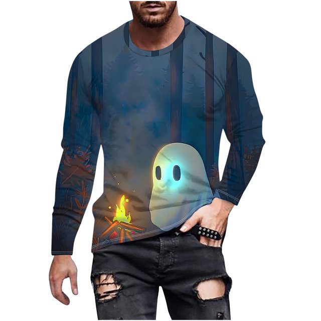 Pisexur Chandails en Molleton d'Halloween pour Hommes, Chandails en Molleton Graphiques Surdimensionnés, Manches Longues, Chandail Décontracté, Col Rond, Grande Taille, P-6TG