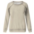 thumbnail image 4 of Yuyuzo 2025 Automne Chandail Sportif Uni pour Femme Décontracté Ample à Col Rond Raglan à Manches Longues Tunique à Enfiler Hauts Beige, 4 of 7