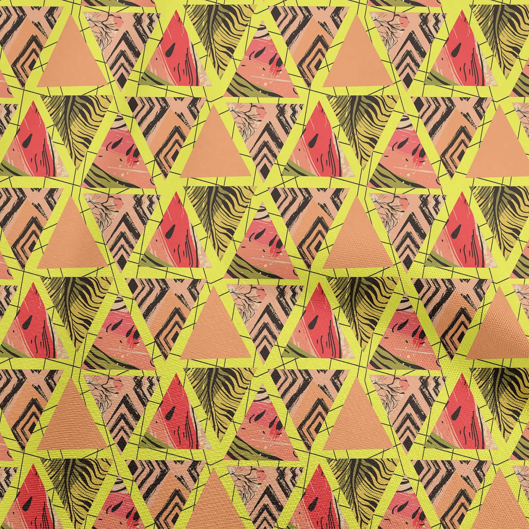 oneOone Viscose Chiffon Dark Peach Fabric Geometric Tropical Texture Craft Projects Decor Fabric Printed By The Yard 42 Inch Wide