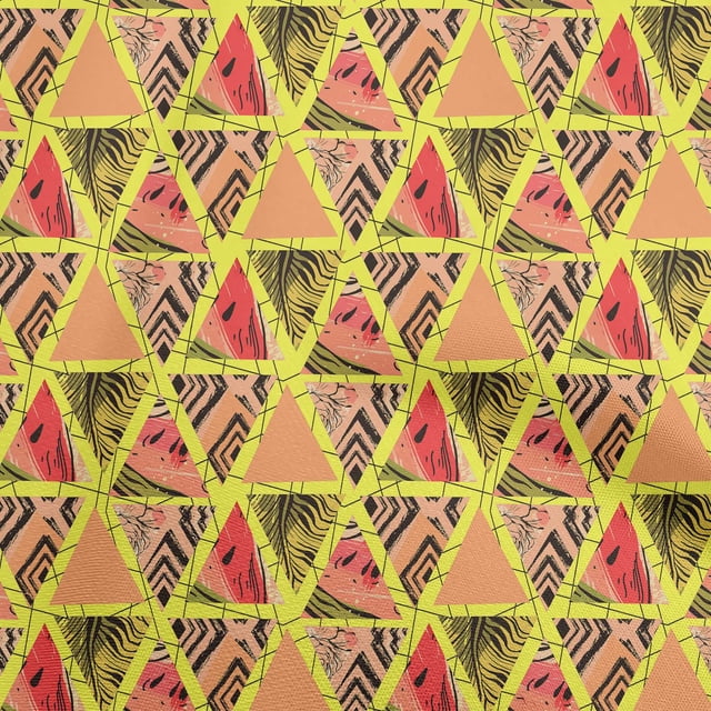 oneOone Polyester Spandex Dark Peach Fabric Geometric Tropical Texture Sewing Material Print Fabric By The Yard 56 Inch Wide