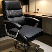 Lisbinx Seat Cushion for Office Chair, Faux Leather Upholstered Chair Pad with Quilted Padding, Waterproof, Black Coffee, 40 x 40 cm, 1 Piece